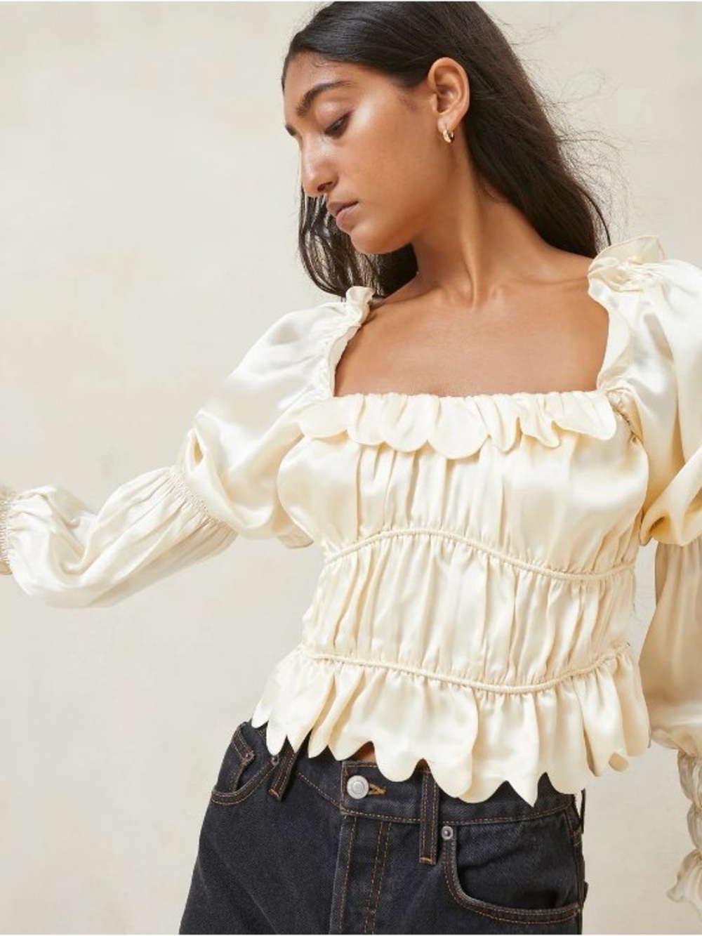 Loeffler Randall Misha Cream Silk Top